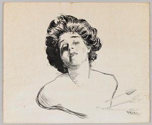 Bir Kızın Portresi (kremalı kağıt üzerine siyah mürekkep) by Charles Dana Gibson