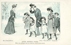Evlenmeyi reddettiği ve asla evlenmeyeceğine yemin ettiği adamla karşılaşan kadın (renkli taş) by Charles Dana Gibson