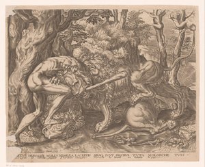 Herkül, Nemea aslanını bir boğazda tutuyor Frans Floris