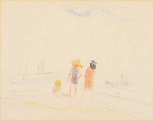 Sahilde İki Kadın ve Çocuk by Charles Demuth
