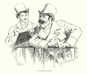 Bahisçi bir yarış parkurunda cüretkar oranlar (gravür) by Charles Edmund Brock