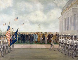 Mareşal Joffre Washington'da West Point öğrencilerini teftiş ederken, Bahar 1917, yazan Charles Edmund Brock (1870-1938), Birinci Dünya Savaşı, Amerika Birleşik Devletleri, 20. yüzyıl by Charles Edmund Brock