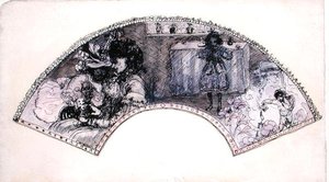 Fan tasarımı (Le Boudoir) (kağıt üzerine kalem ve mürekkep ve sulu boya) by Charles Edward Conder