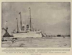 Kaiser'in Kraliçeyi Ziyareti, İmparatorluk Yat Hohenzollern Portsmouth Limanı'na giriyor by Charles Edward Dixon