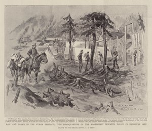 Klondyke Şehrindeki Kuzey-Batı Atlı Polis Merkezi olan Yukon Bölgesinde Kanun ve Düzen by Charles Edwin Fripp