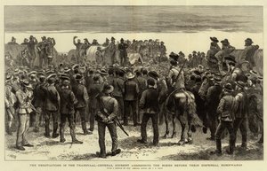 Transvaal'daki Müzakereler, General Joubert, Dağılmadan önce Boers'lara hitap ediyor.