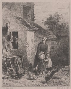 Avlunun Köşesi veya Un Coin de Cour (gravür, gravür ve kuru nokta)