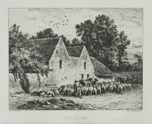 Çiftlik Evi. by Charles Emile Jacque
