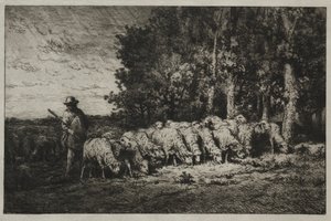 Ormanın Kıyısında Bir Sürü, 1880. by Charles Emile Jacque