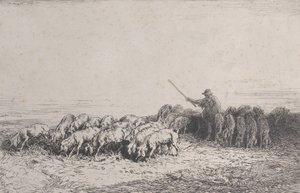 Bir Domuz Sürüsü, 1850. by Charles Emile Jacque