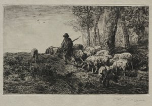 domuz sürüsü by Charles Emile Jacque