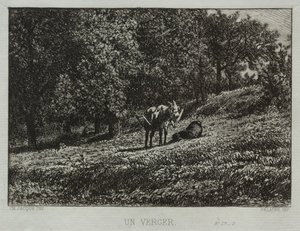 Meyve bahçesi. by Charles Emile Jacque