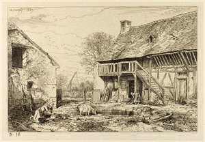 Köylü Konutunun Avlusu by Charles Emile Jacque
