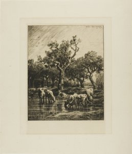 Sulama Yerinde İnekler by Charles Emile Jacque