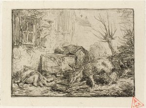 Çiftlik Avlusu by Charles Emile Jacque