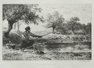 Balık tutma. by Charles Emile Jacque