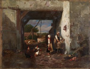 Hühnerhof by Charles Emile Jacque