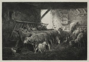 Koyun Kaleminin İçi by Charles Emile Jacque
