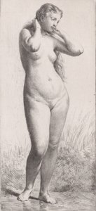 Banyodaki Genç Kadın, 1866. by Charles Emile Jacque