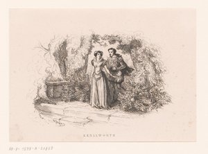 Çift bir bahçede Kenilworth (nesne üzerindeki başlık) by Charles Emile Jacque