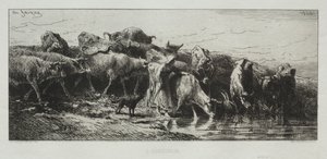 LAbreuvoir, 1866. by Charles Emile Jacque