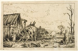 Bağlantısız Arabalı Manzara by Charles Emile Jacque
