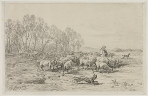 Koyun Sürüsü ile Manzara, 1800