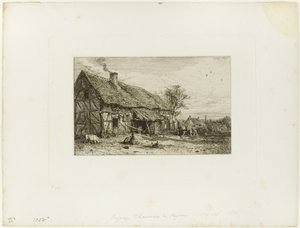 Köylü Konutu ile Peyzaj by Charles Emile Jacque