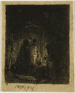 Fenerli kadın ve erkek by Charles Emile Jacque