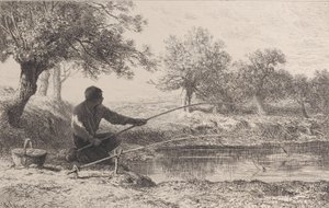 Balık avı, 1864. by Charles Emile Jacque