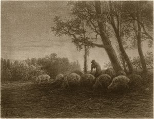 şiirsel alacakaranlık by Charles Emile Jacque