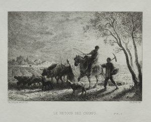 Tarlalardan Dönüş. by Charles Emile Jacque