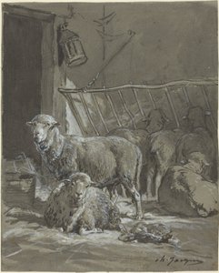 Yemlikte Koyun by Charles Emile Jacque
