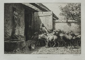 Koyun ağılı. by Charles Emile Jacque