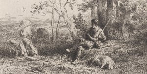 Küçük Domuz Sürüsü, 1864. by Charles Emile Jacque