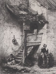 Merdivenler ve Çalkanan Kadın, 1845. by Charles Emile Jacque