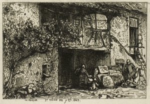 Bir Evin Önünde Merdivenler by Charles Emile Jacque