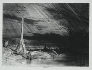 Balıkçı, Yağmurlu Hava by Charles Emile Jacque