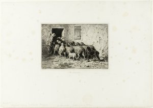 Eve Gelen Koyun by Charles Emile Jacque