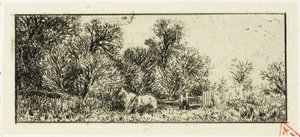 Bir Ormanda İki At by Charles Emile Jacque