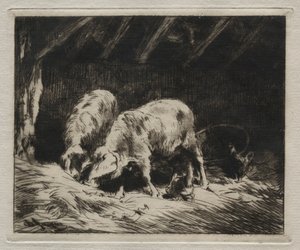 İki Porc. by Charles Emile Jacque