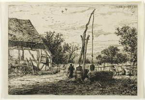Peki bir Çiftlik Avlusunda by Charles Emile Jacque