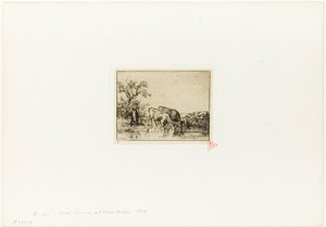 iki ineğe bakan kadın by Charles Emile Jacque