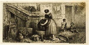 Kadın Çamaşır Tenceresi, Çocuklu by Charles Emile Jacque