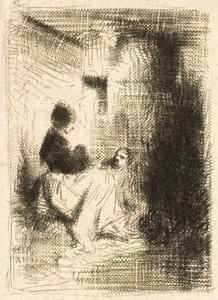 kadın ve çocukları by Charles Emile Jacque