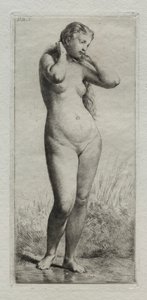 genç kadın, banyo by Charles Emile Jacque