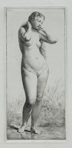 genç kadın, banyo by Charles Emile Jacque