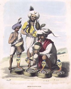 Manupar Köyü yakınlarındaki Yılan Oynatıcılar, William Ellis (1747-1810) pub tarafından oyulmuş 