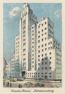Güney Afrika: "Escom House," Johannesburg (renkli lito) by Charles Ernest Peers