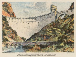 Güney Afrika: Hartebeestpoort Barajı, Transvaal (renkli lito) by Charles Ernest Peers
